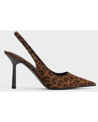 Charles & Keith - Leopard-Print Pointed-Toe Slingback Pumps - Lyst