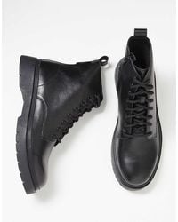 Walk London - Botas Negras Con Cordones De Cuero Callum De - Lyst