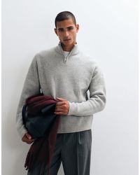 ASOS - Super oversize-strickpullover aus wollmix mit halbem reißverschluss und rippstruktur - Lyst