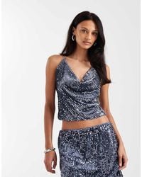 Miss Selfridge - Sequin Halter Top Co-ord - Lyst