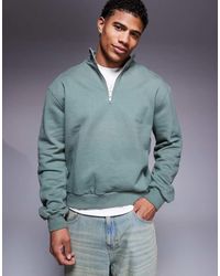 ASOS - Premium Heavyweight Boxy Oversized Quarter Zip Sweatshirt 400gsm - Lyst