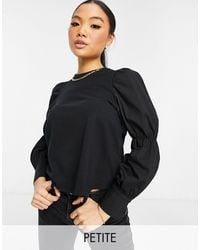 Y.A.S Petite Sweater With Shirred Sleeve Detail - Black
