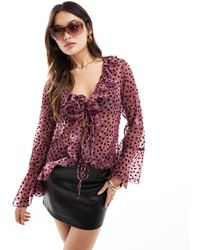 River Island - Corsage Detail Frill Blouse - Lyst