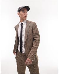 TOPMAN - Super Skinny One Button Neutral Checked Wedding Suit Jacket - Lyst