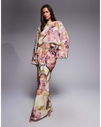 ASOS - Long Sleeve Tucked Waist Bias Maxi Dress - Lyst