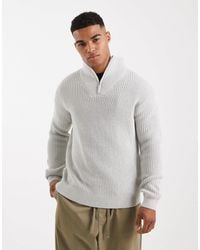 New Look - Fisherman Knit 1/4 Zip Jumper - Lyst