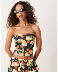 ASOS - Bandeau Met Lange Pasvorm En Fruitprint, Deel Van Co-Ord Set - Lyst