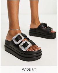 Public Desire - – lozzy – verzierte sandalen aus em pu mit flacher plateausohle, weite passform - Lyst