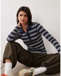 Brave Soul - Long Sleeve Ribbed Polo Top - Lyst