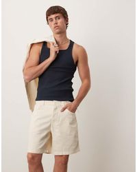 Mango - Pantalones Cortos Claro Con Cintura Elástica De Tejido Efecto Denim De Algodón De (Parte De Un Conjunto)-Neutro - Lyst