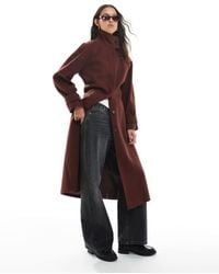 ASOS - Nette Trenchcoat Met Lange Pasvorm En Opstaande Boord - Lyst