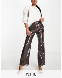 Vero Moda - Pantalon droit à taille haute en vinyle - Lyst