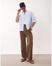 ASOS - Pleated Linen Rich Wide Leg Dress Pants - Lyst