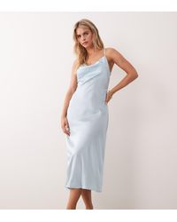 New Look - Satin Cowl Neck Midi Dress - Lyst