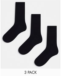 River Island - Confezione di 3 paia di calzini neri alla caviglia - Lyst