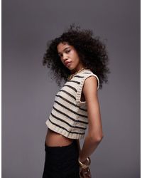 TOPSHOP - – gestreiftes strick-tanktop - Lyst