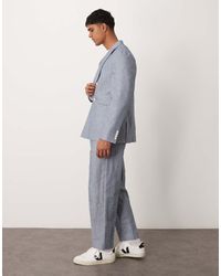 ASOS - Linen Oversized Tapered Suit Pants With Stripes - Lyst