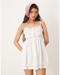ASOS - Broderie Cami Button Through Mini Dress - Lyst