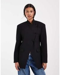 ASOS - Funnel Neck Wrap Blazer With Mandarin Buttons - Lyst