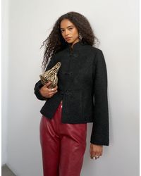 TOPSHOP - Boucle Short Mandarin Jacket With frogging - Lyst