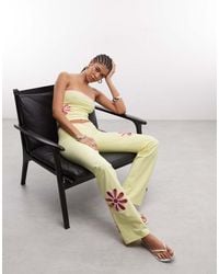 I.AM.GIA - Daisy Cotton Rich Contrast Floral Cutout Flared Trousers Co-ord - Lyst
