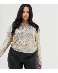 ASOS Langärmliges Oberteil mit Paillettenverzierung - Mettallic