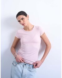 TOPSHOP - Premium Rib Short Sleeve Tee - Lyst