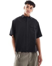 ASOS - Boxy Oversized Poplin Shirt With Half Sleeve - Lyst