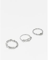 ASOS - Set Van 3 Ringen Met Metalen Draadontwerp - Lyst