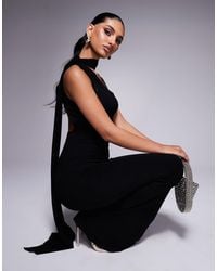 ASOS - Asymmetric Scoop Neck Maxi Dress With Draped Scarf Detail - Lyst