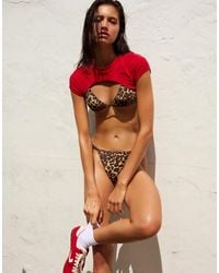 Bershka - Animal Print Bikini Top - Lyst