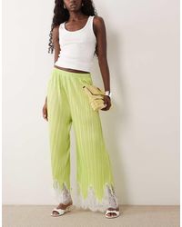 ASOS - Mix & Match Plisse Straight Leg Trousers - Lyst