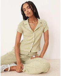 ASOS - Camisa A Cuadros Vichy Verdes Con Cuello De Solapas Y Diseño Encogido De (Parte De Un Conjunto) - Lyst