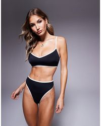 ASOS - Mix And Match Contrast Binding High Leg High Waist Bikini Bottom - Lyst