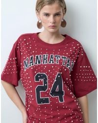 ASOS - Oversized T-shirt With Manhattan Pearl Embellished Graphic - Lyst