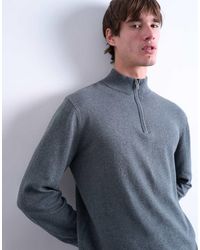 TOPMAN - Essential Knitted 1/4 Zip Funnel Jumper - Lyst