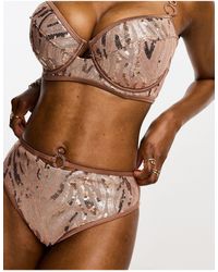 Ann Summers - Gold coast - slip bikini a vita alta rosa con paillettes - Lyst