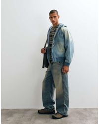 Obey - Glen Denim Zip Up Hooded Jacket - Lyst