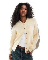 ASOS - – longline-strickjacke mit rundhalsausschnitt und blockfarben-design - Lyst