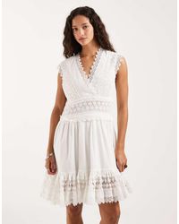 Lee Jeans - V Neck Ruffle Boho Mini Dress - Lyst