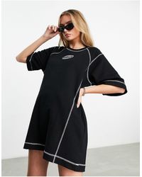 ASOS - Oversized Sweat Dress With Contrast Stitching - Lyst