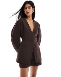 ASOS - – kragenloser blazer aus leinenmix - Lyst