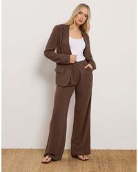 Long Tall Sally - Linen Pleated Wide Leg Trousers - Lyst