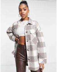 Stradivarius Tweed Shacket in Blue | Lyst