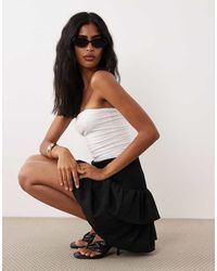 Vila - Shirred Waist Tiered Mini Skirt - Lyst