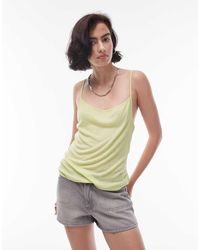 TOPSHOP - Canotta Lime Trasparente A Coste - Lyst