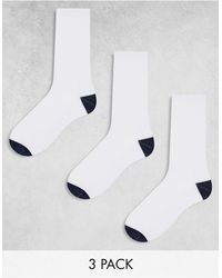 ASOS - Confezione da 3 paia di calzini bianchi con tallone e punta blu navy - Lyst