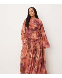 ASOS - Asos Design Curve Crinkle Chiffon Gathered Maxi Dress With Micro Ruffles - Lyst