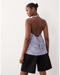 ASOS - Printed Mesh Open Front Top With Tie - Lyst