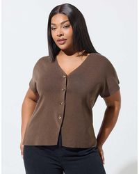 Yours Clothing - Short Sleeve Knitted Top - Lyst